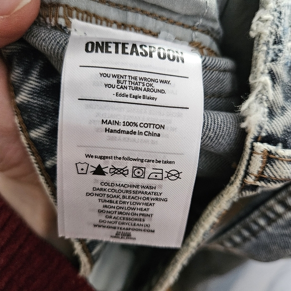 One Teaspoon Jeans Distressed Denim Awesome Baggies Blue Blossom High Waist - Picture 14 of 15